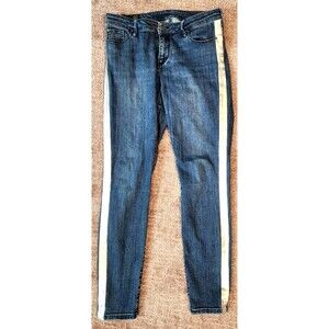 Armani Exchange Jeans Super Skinny Lift Up Stretch J69 Womens 31 Silver Stripe